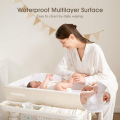 Maydolly portable nursery with waterproof surface for quick, hygienic cleanup.
