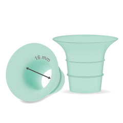Maymom 16mm flange insert close-up for Elvie compatibility and snug fit.