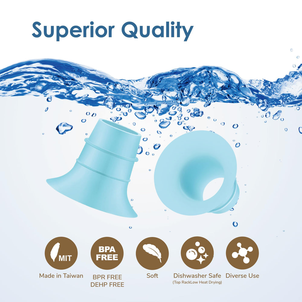 Maymom 18 mm flange insert blue BPA-free silicone texture close-up.