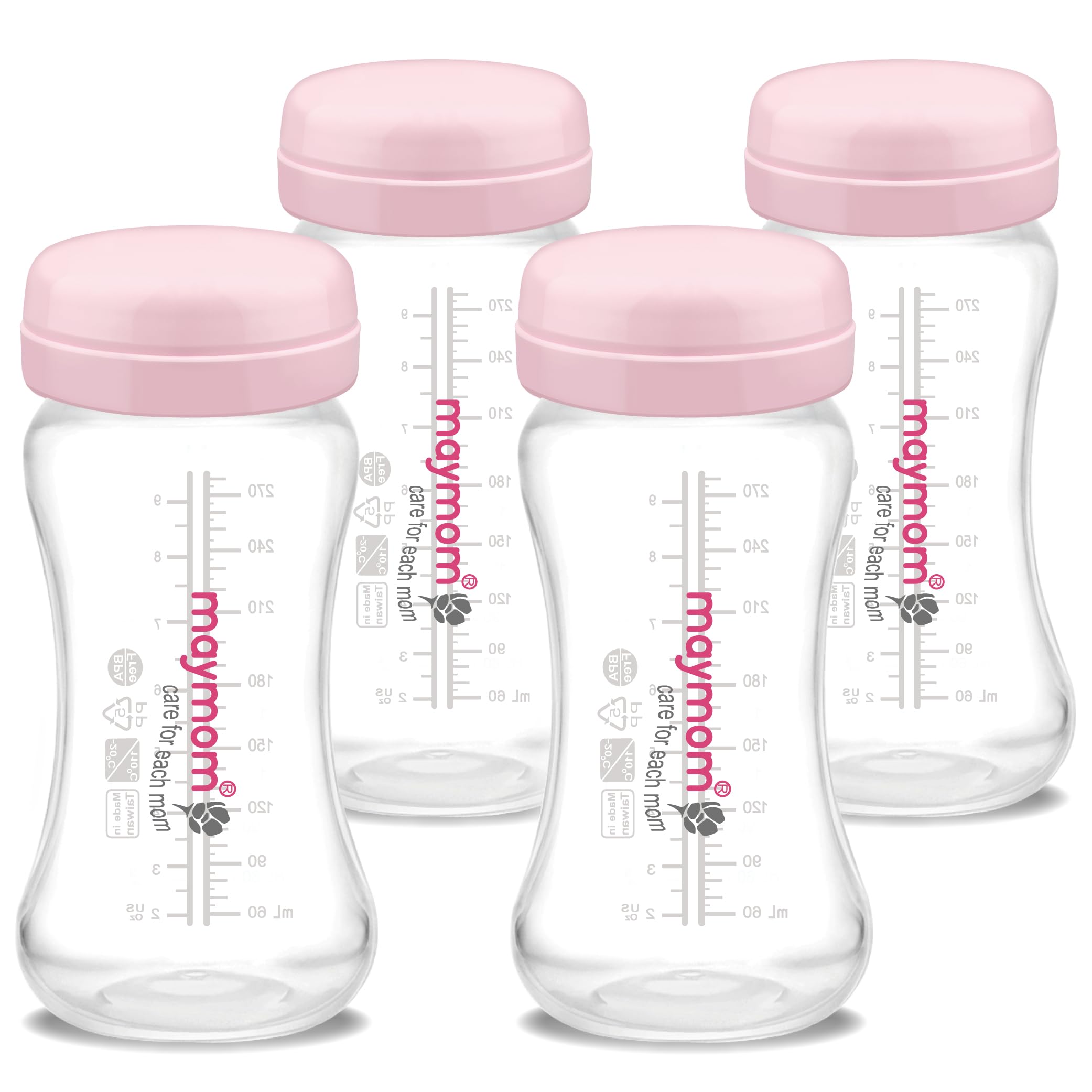 Maymom 9oz wide-mouth bottle with travel cap for easy on-the-go milk storage