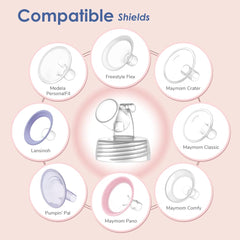 Maymom widemouth-base with shield assembly close-up shows versatile setup for Spectra S1/S2.