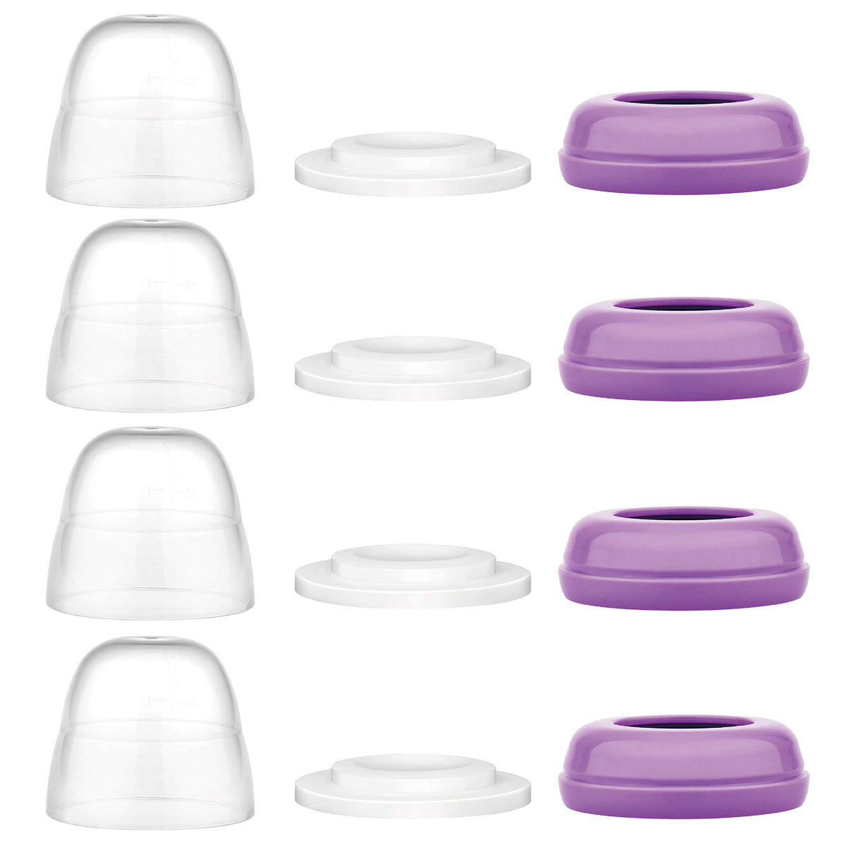 Maymom bottle dome cap pack shown for Lansinoh wide-mouth bottles with a secure seal