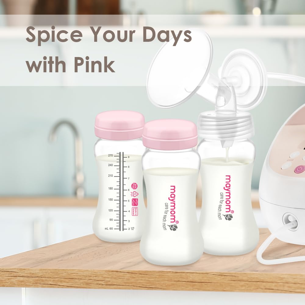 Maymom bottle with 5 mL marks to track milk volume accurately