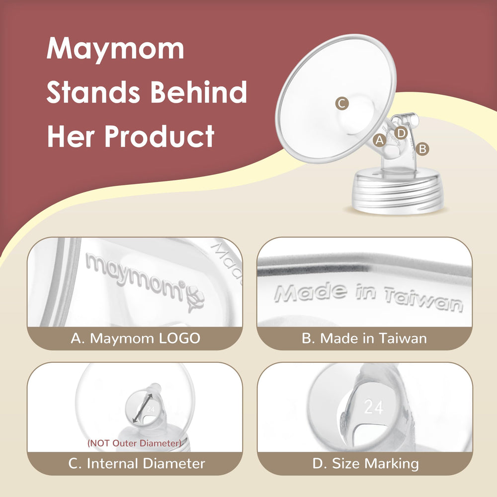 Maymom BPA-free material badge signaling safe, food-grade plastics for pumping accessories.