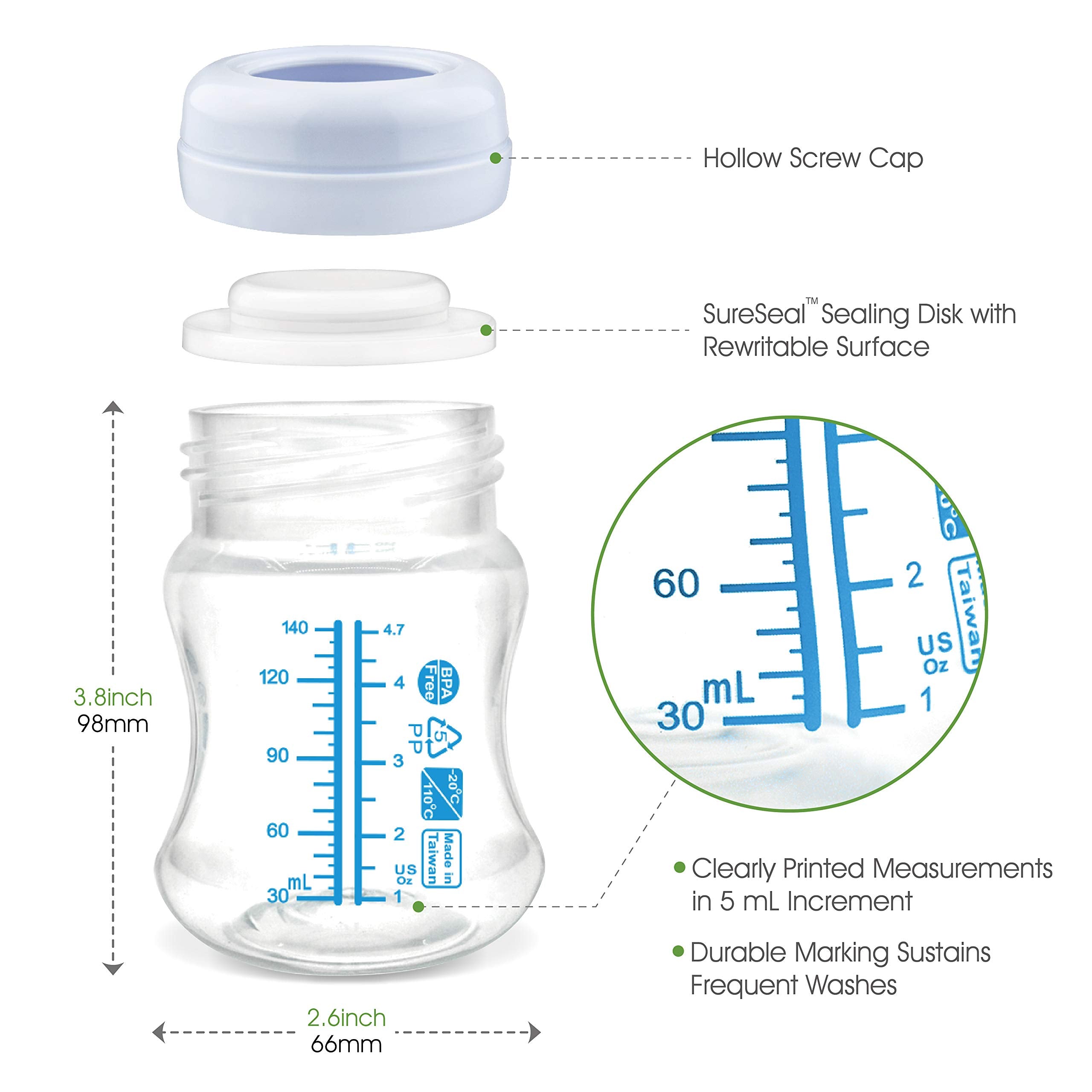 Maymom BPA-free PP and silicone construction for safe reuse