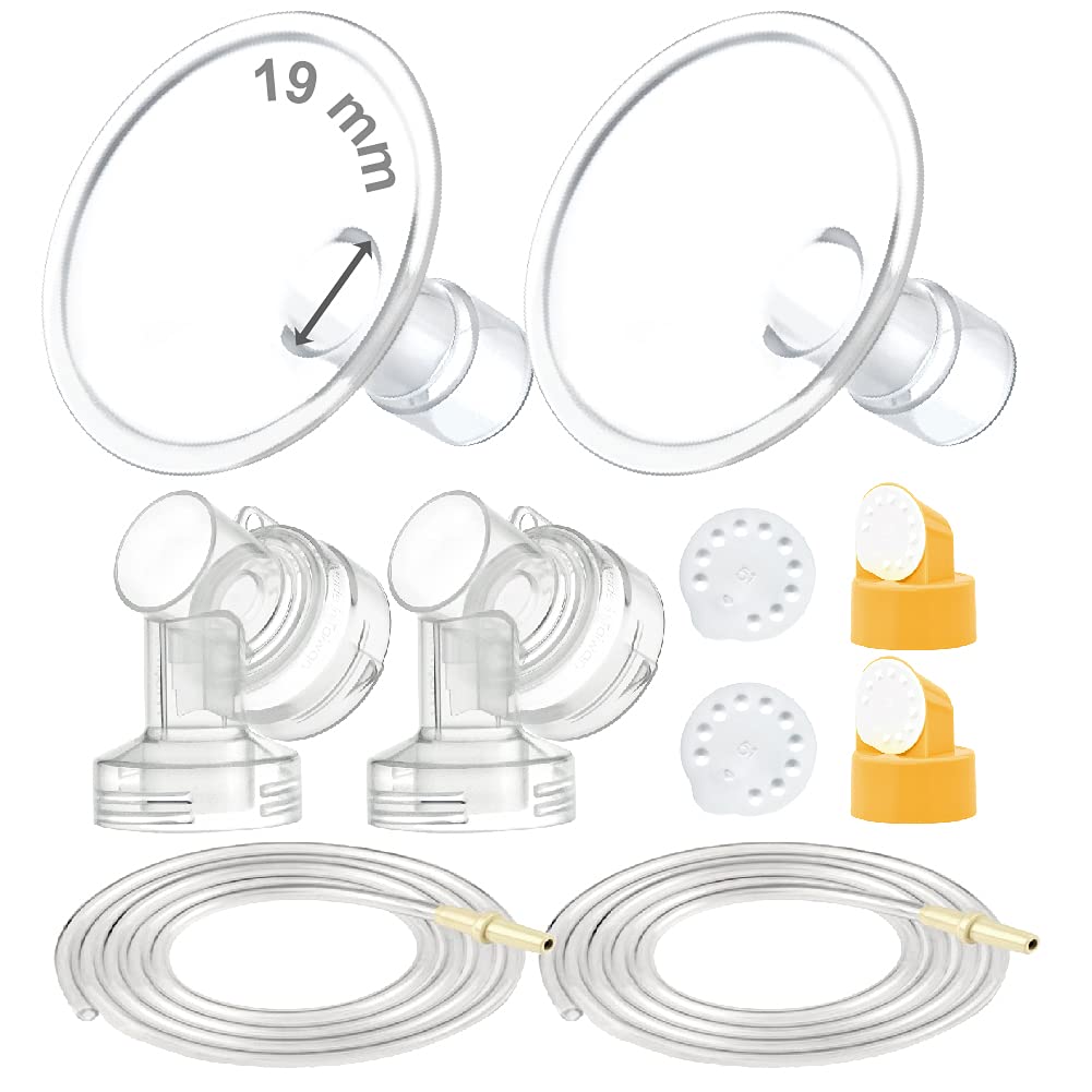 Maymom breast pump kit overview showing complete Medela-compatible replacement parts.