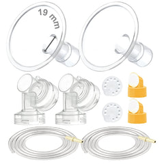 Maymom breast pump kit overview showing complete Medela-compatible replacement parts.
