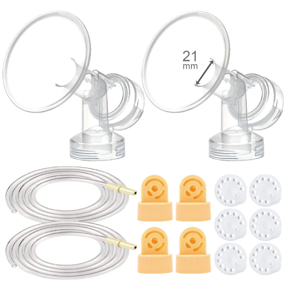 Maymom breast pump kit side view shows compact, reliable replacement parts for easy compatibility.