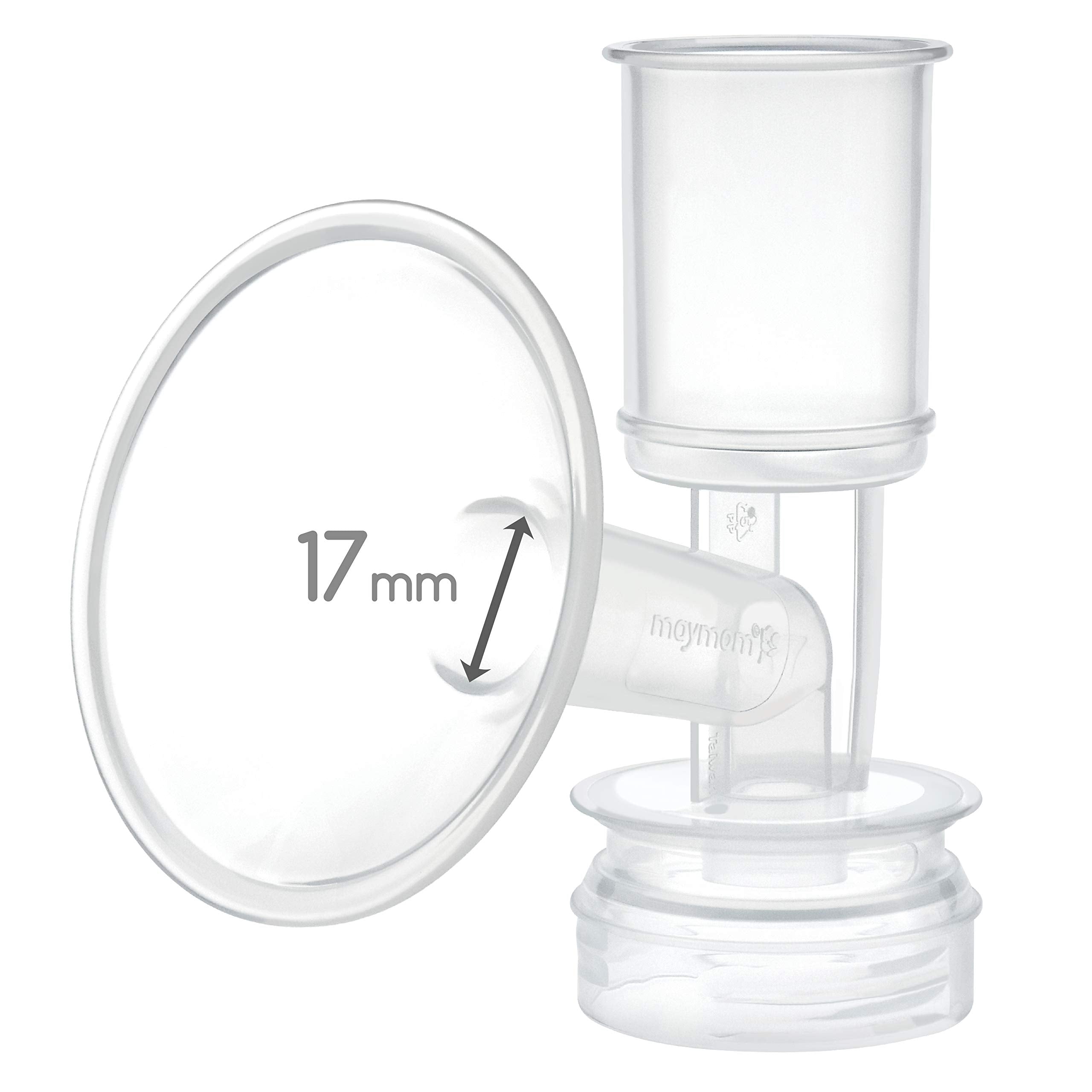 Maymom 17mm breast shield flange for precise fit with Ameda pumps.