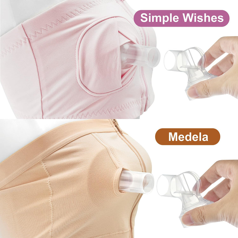 Maymom connector assembly enables quick swaps for hands-free pumping setups