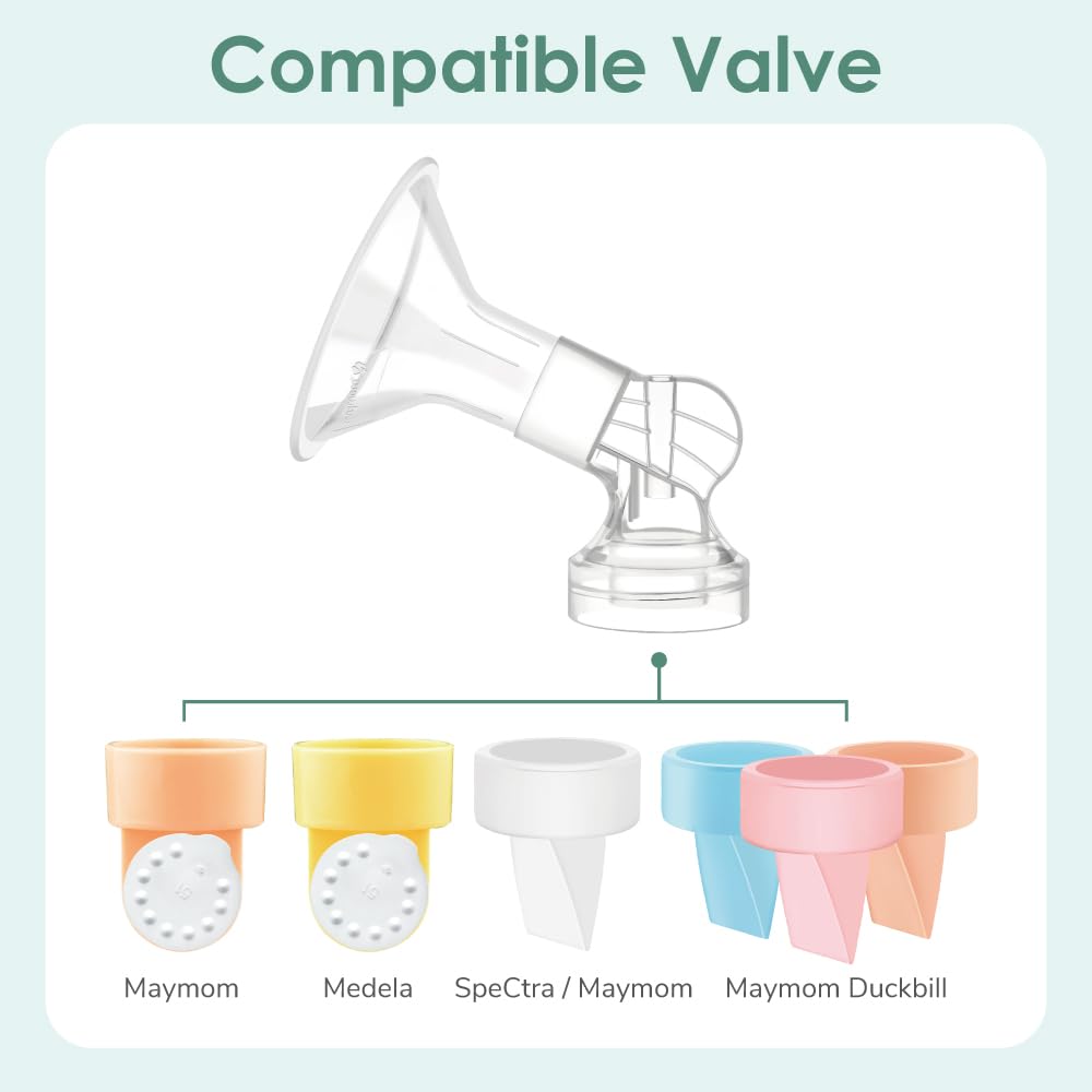 Maymom connector supports Lactina and other compatible pumps for adaptable pumping.
