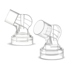 Maymom connector top air path provides secure fit with Medela-style flanges for stable pumping.