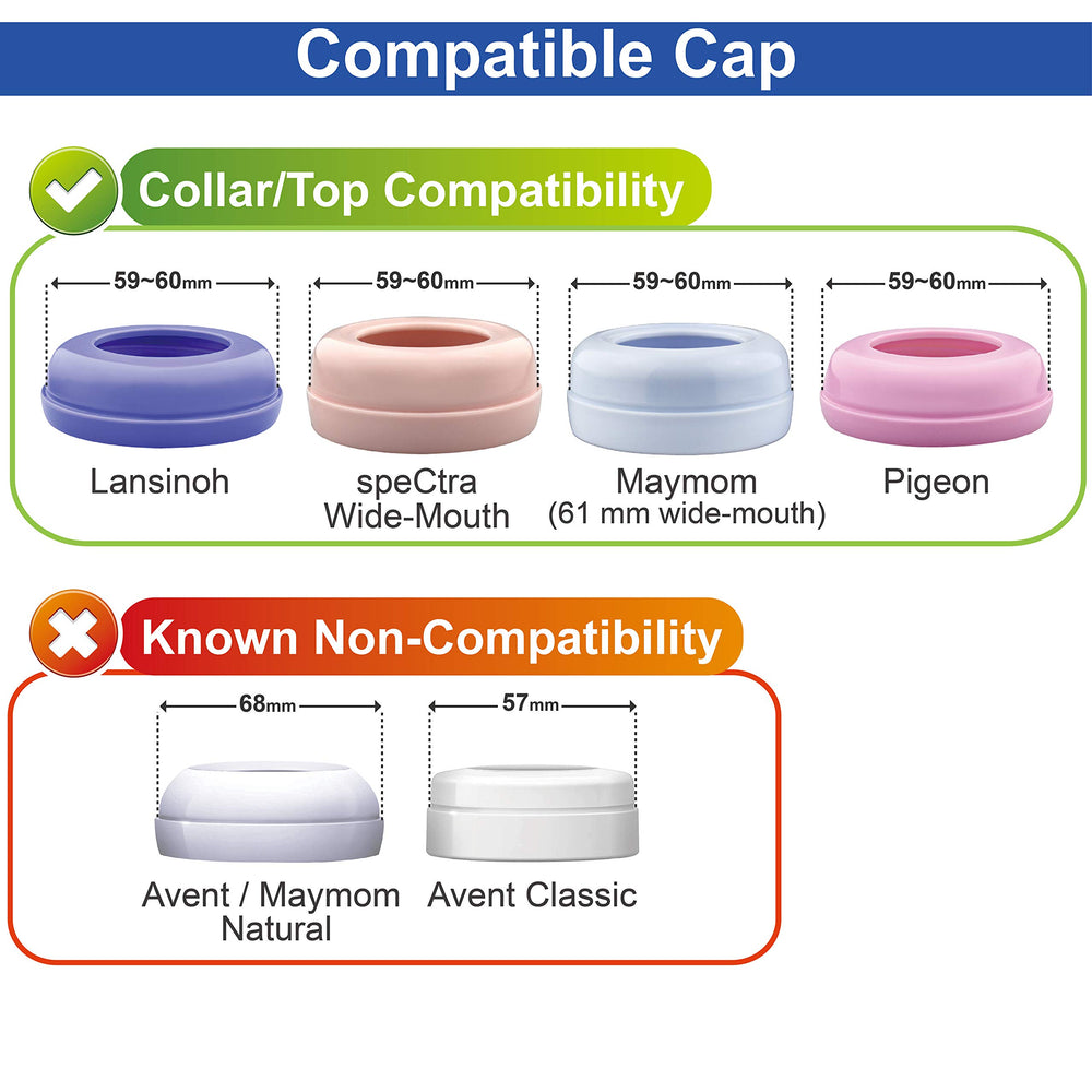 Maymom dome cap specta wide-mouth closeup showing BPA-free material and seal