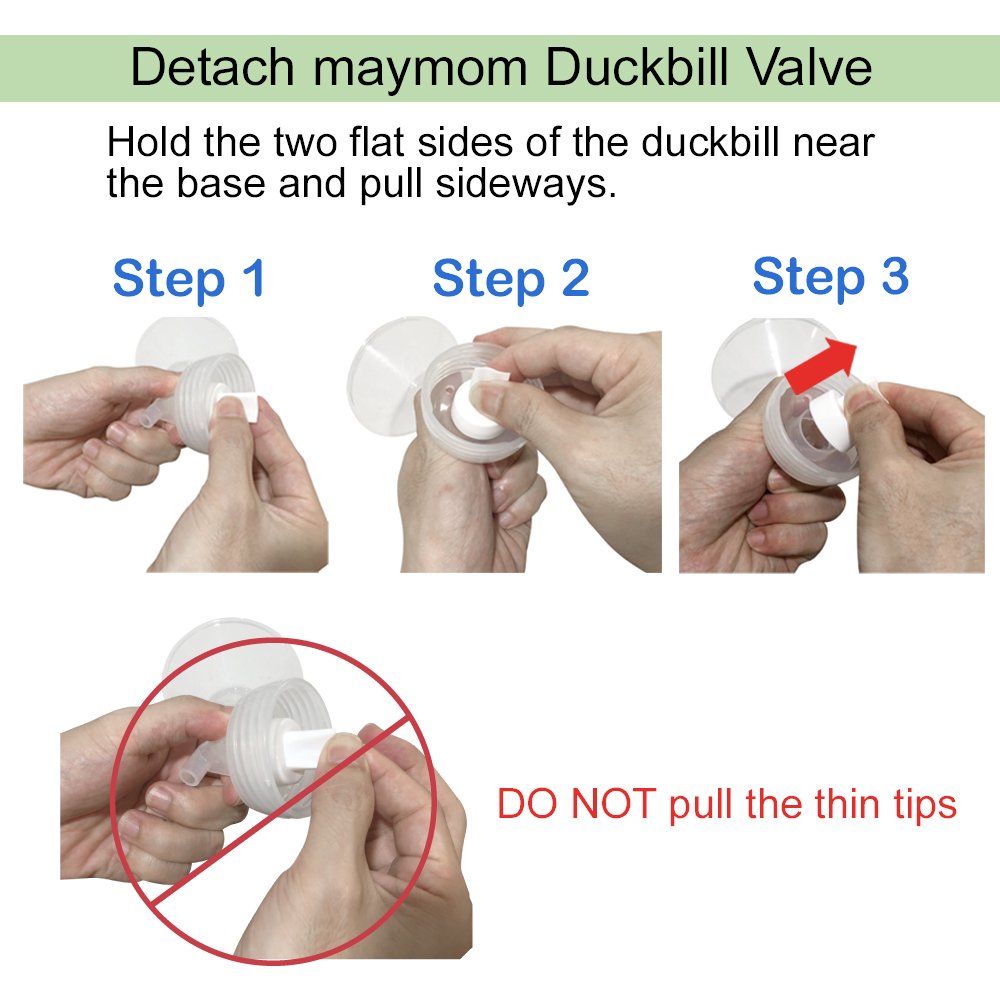 Maymom duckbill valves fit Spectra flange and Maymom breastshield for flexibility.