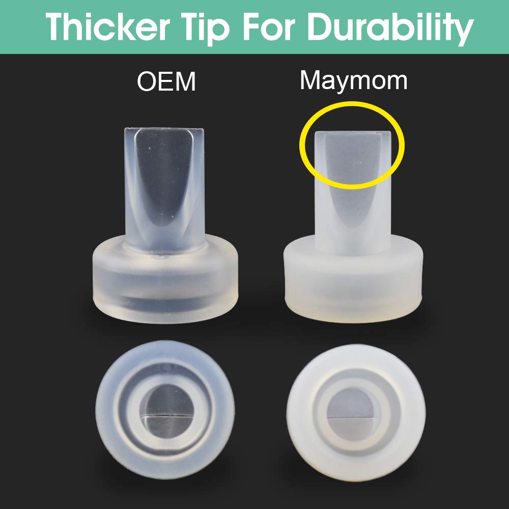 Maymom duckbills valve semi-transparent body for quick flow checks.