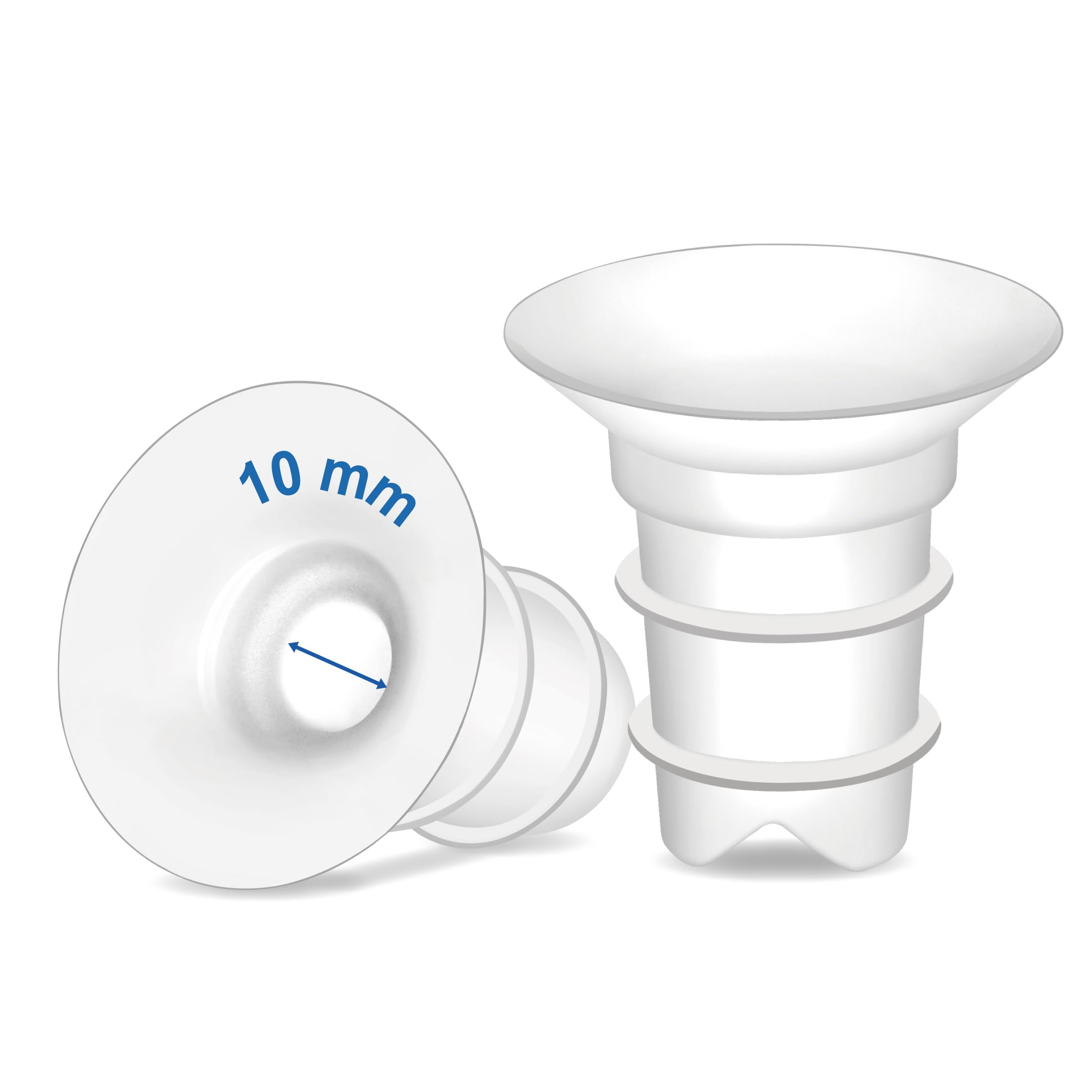Maymom Flange Inserts 10mm packaging image showing BPA-free silicone components.