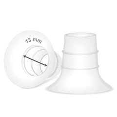 Maymom flange inserts 13mm close-up in silicone for snug shield fit.