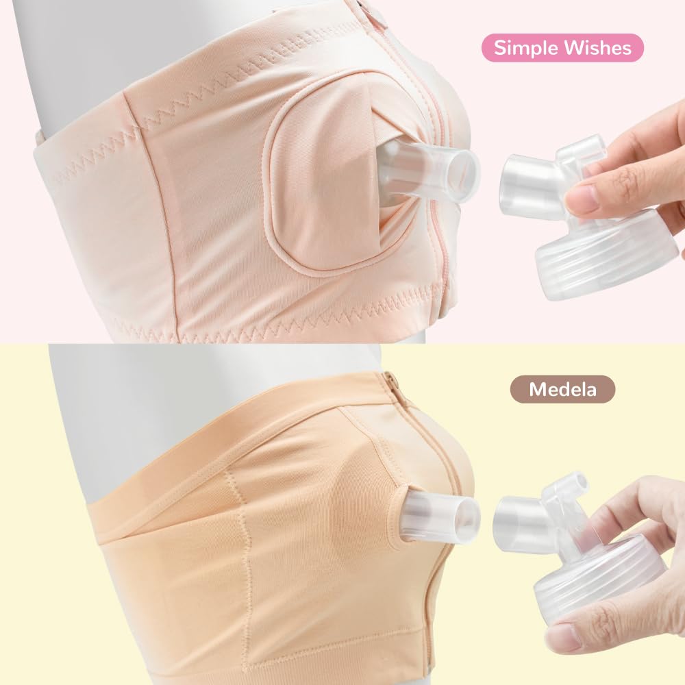 Maymom handsfree-pump setup featuring connector aligns with hands-free bra use.
