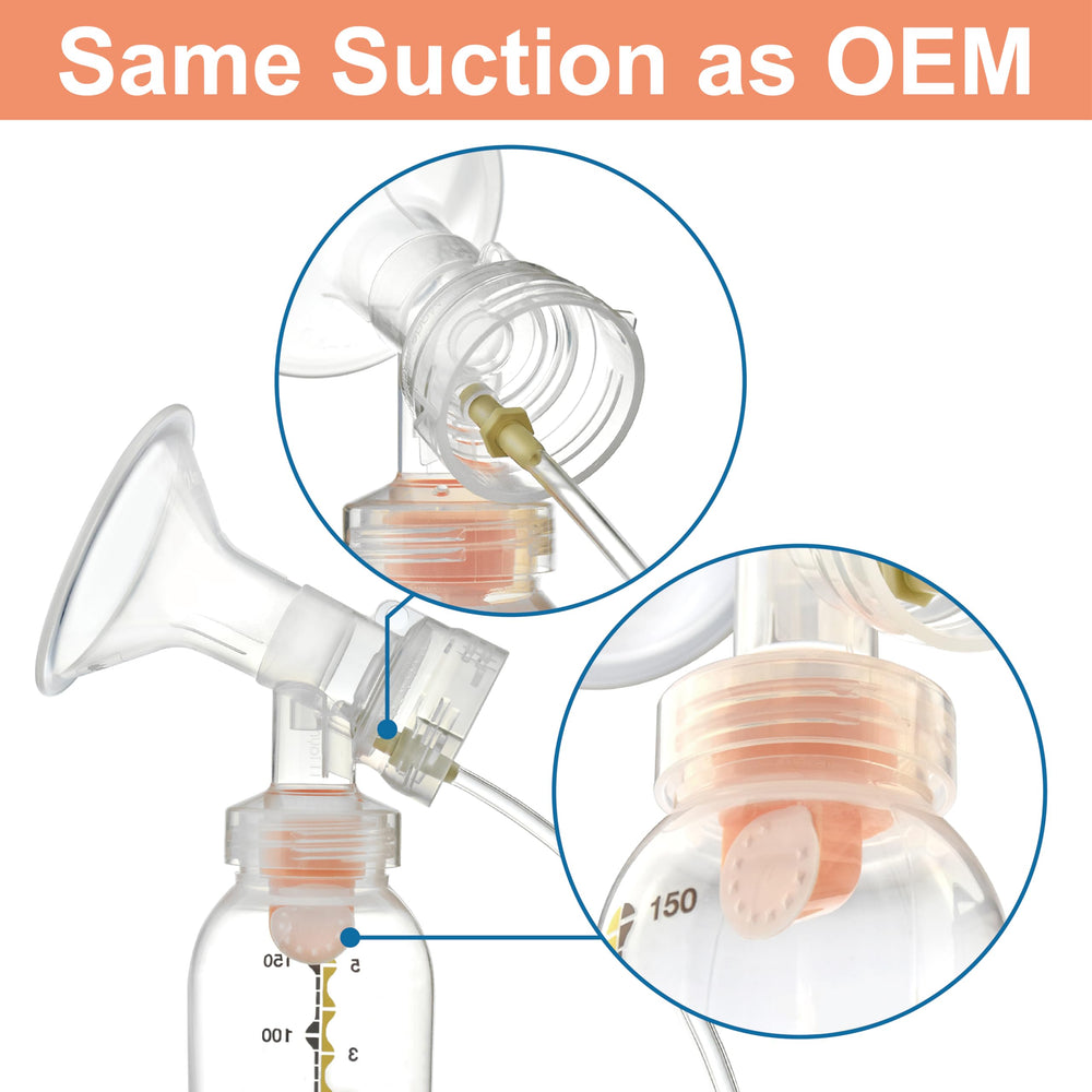 Maymom Medela compatibility connector showing interchangeable parts option