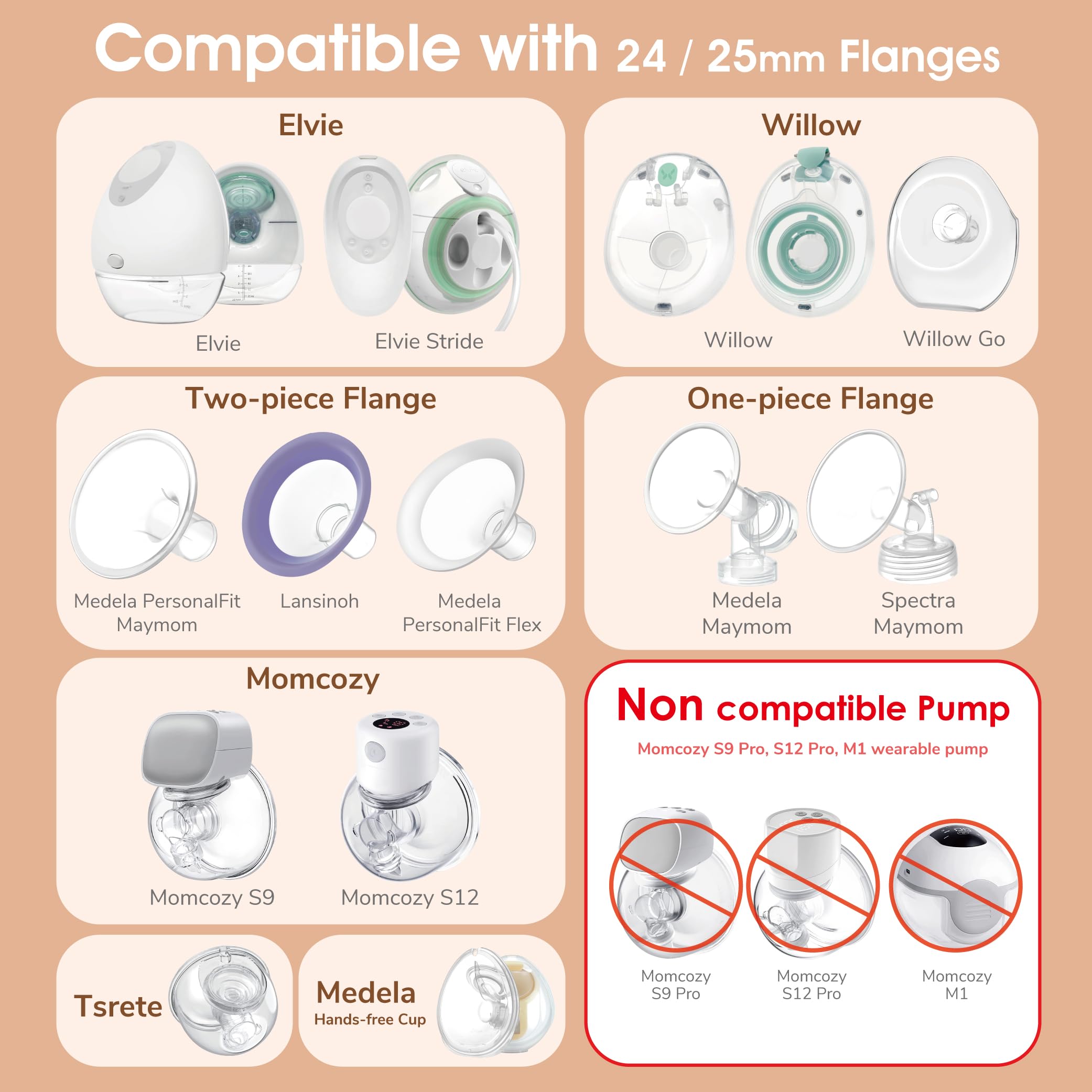 Maymom compatibility with Medela PersonalFit Flex 24mm shield shown.