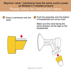 Maymom membranes BPA-free label image, safety-tested for contact with food-grade standards.