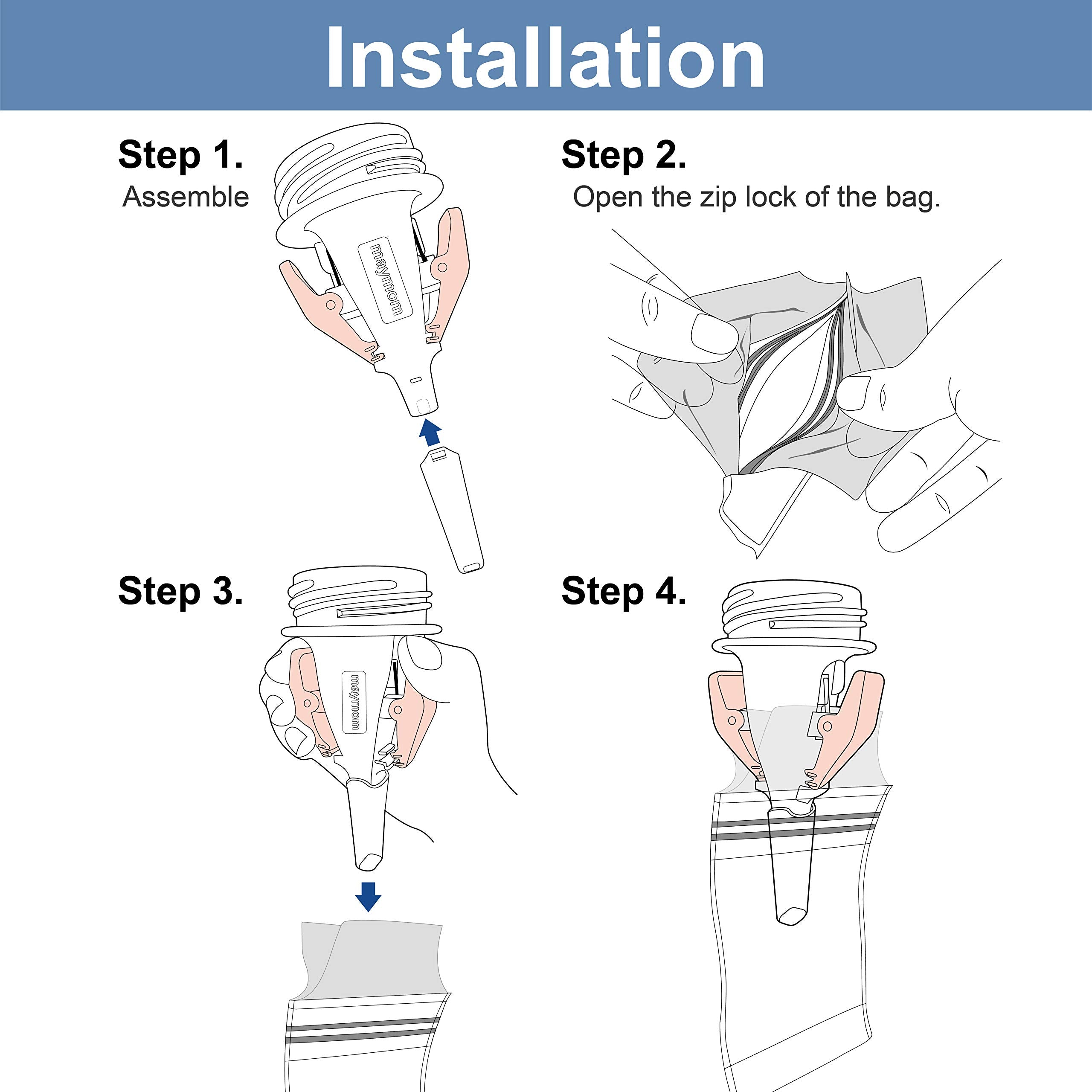 Maymom adapter uses BPA-free PP and stainless steel spring for safety.