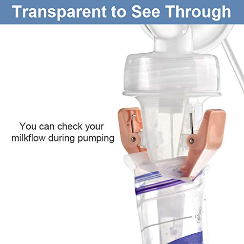 Maymom Milkbag Adapter with Lansinoh compatibility reduces transfers and spills.