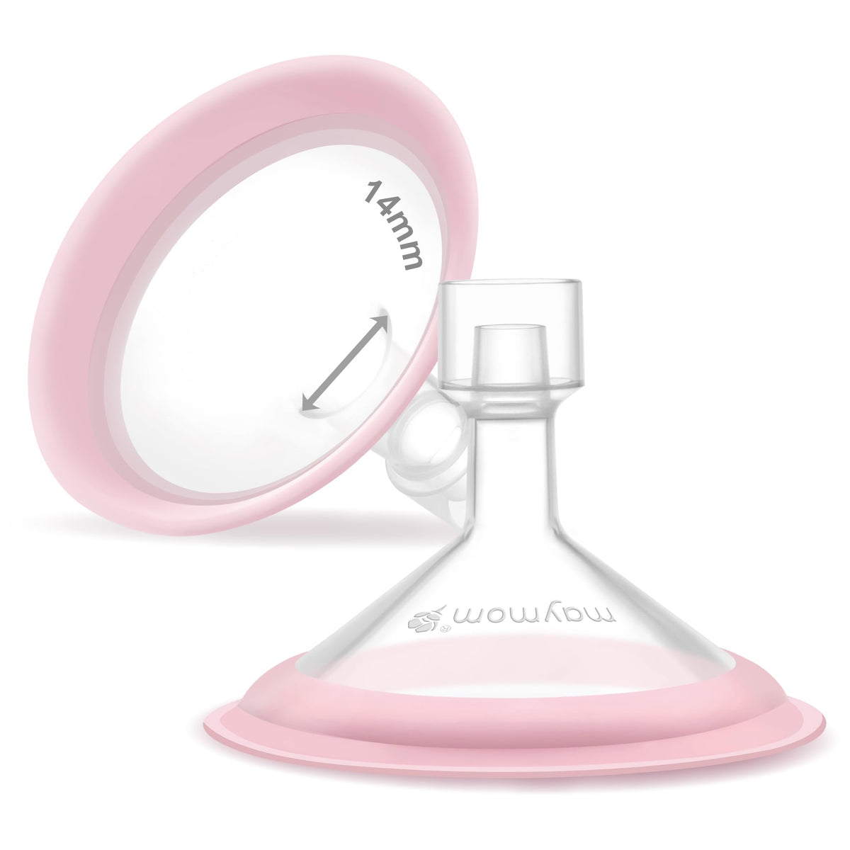 Maymom MyFit Shields 14mm side view shows comfortable fit for compatible Medela pumping