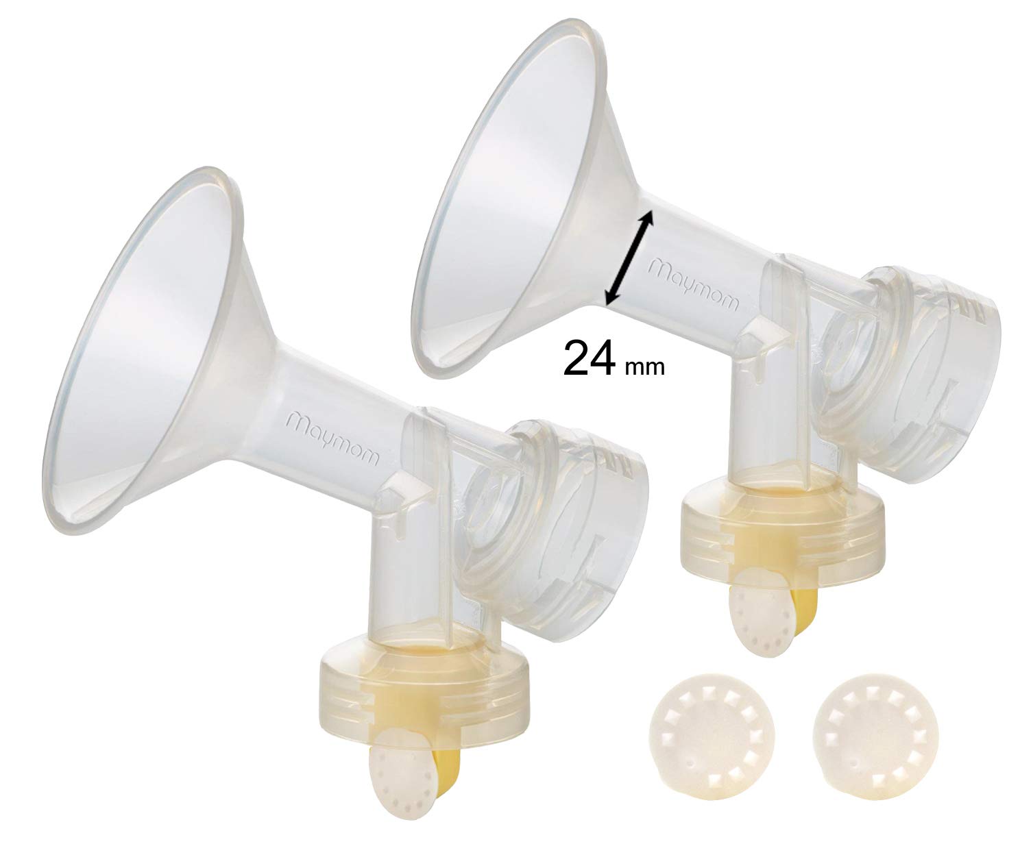 Maymom one-piece breastshield 24mm assembly for comfortable replacements compatible with Medela pumps.