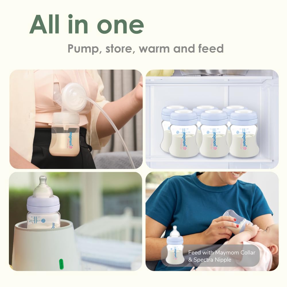 Maymom PP and silicone construction withstands wide temperature range for safe storage.
