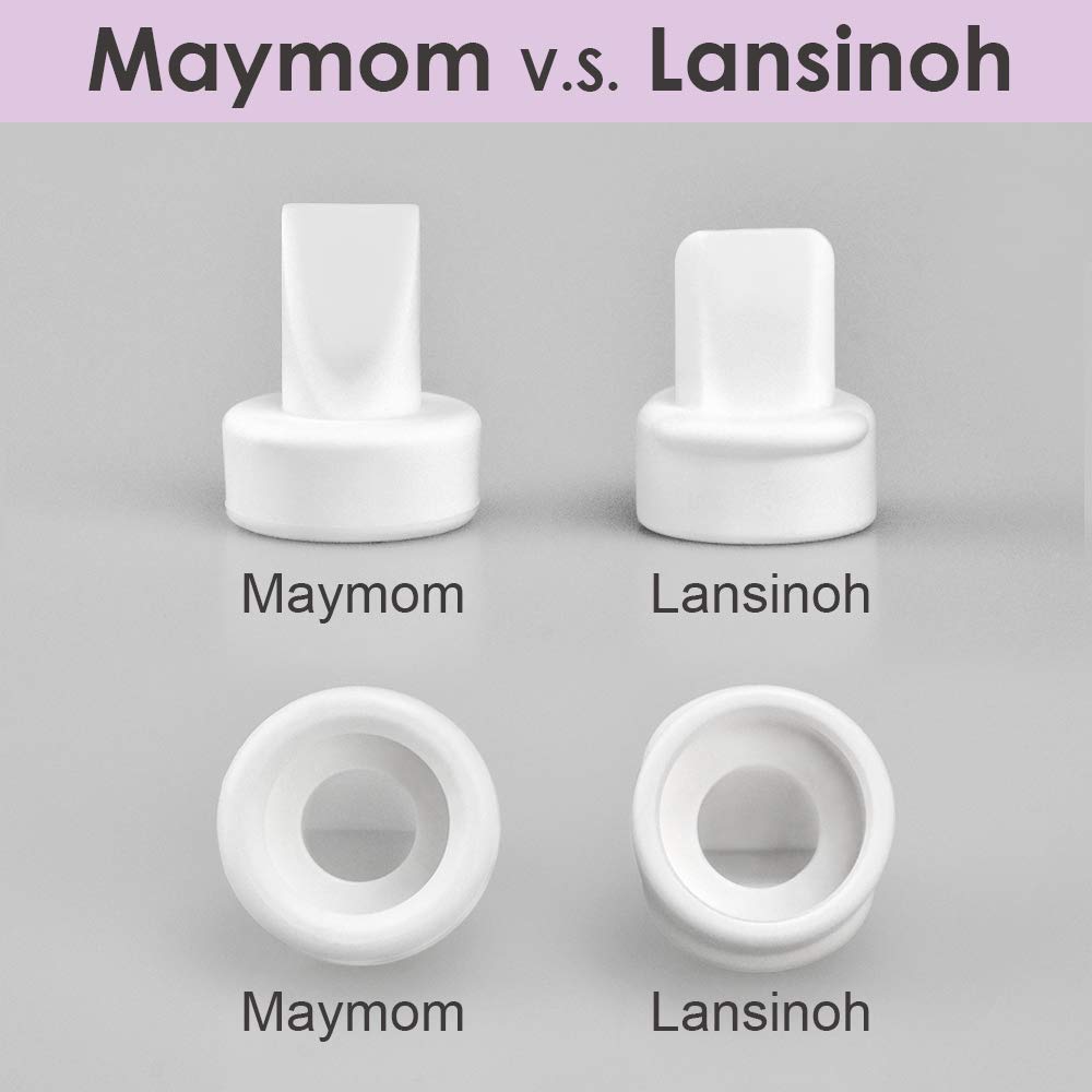 Maymom replacement pack image highlighting four valves for Lansinoh pumps.