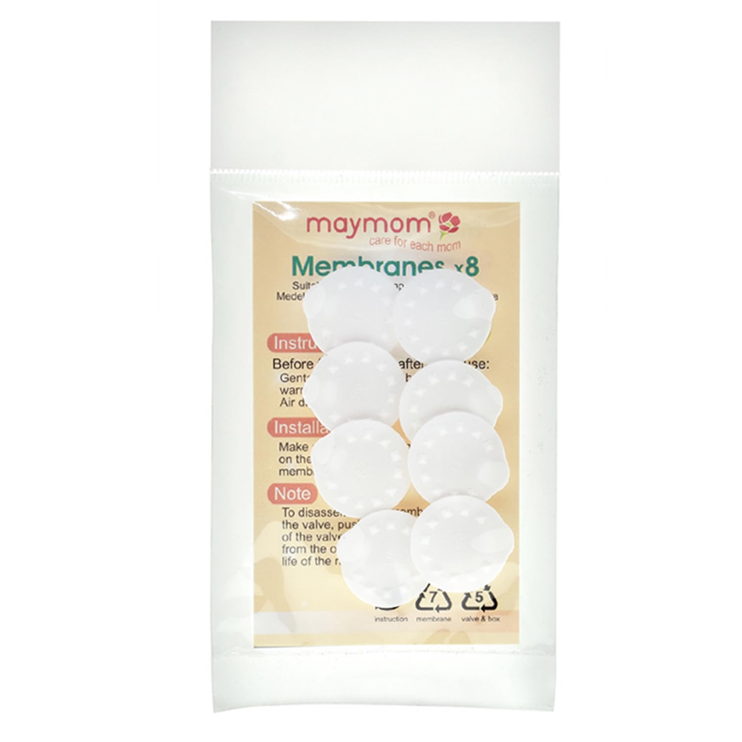 Maymom replacement membranes 8-pack ready for Medela pumps for reliable usage