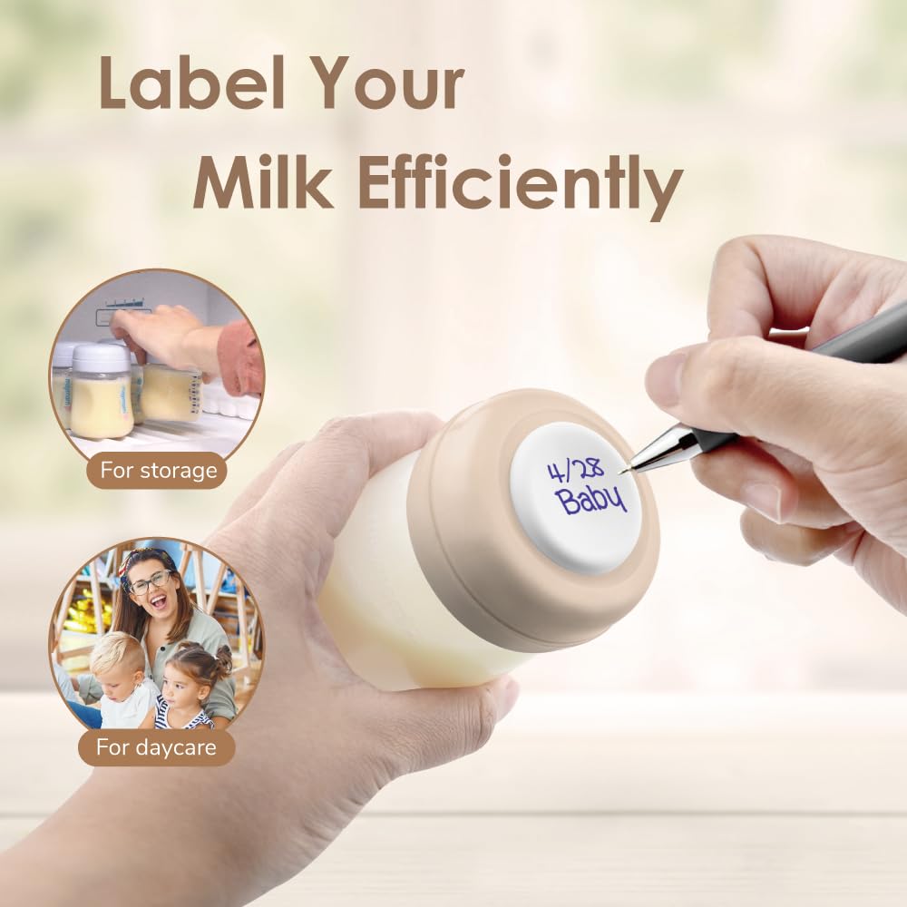 Maymom writable-top close-up demonstrates bottle labeling capability