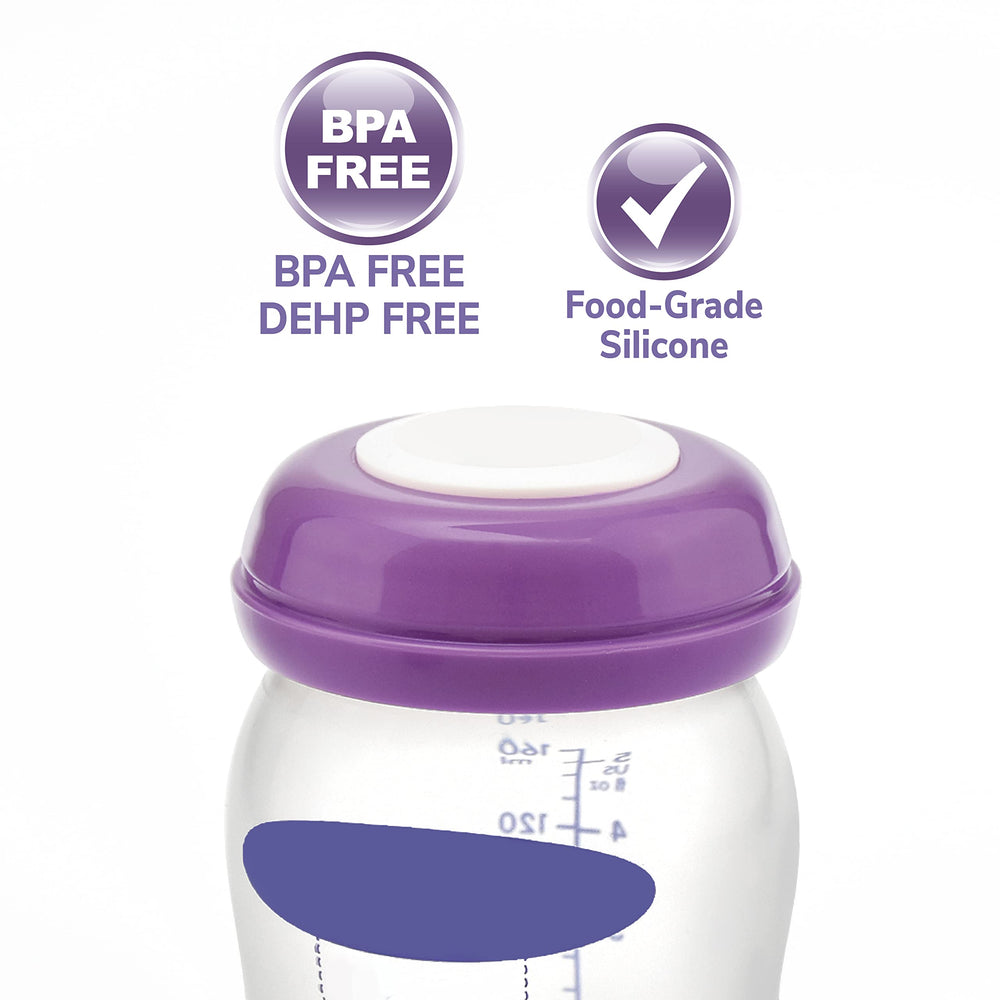 Maymom sealing disk on Lansinoh wide-mouth bottle offers reliable seal.
