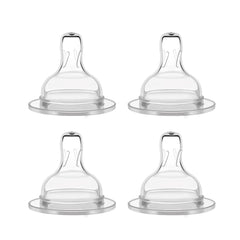 Maymom silicone nipple slow-flow 4pc pack offers gradual-flow feeding options for newborns.