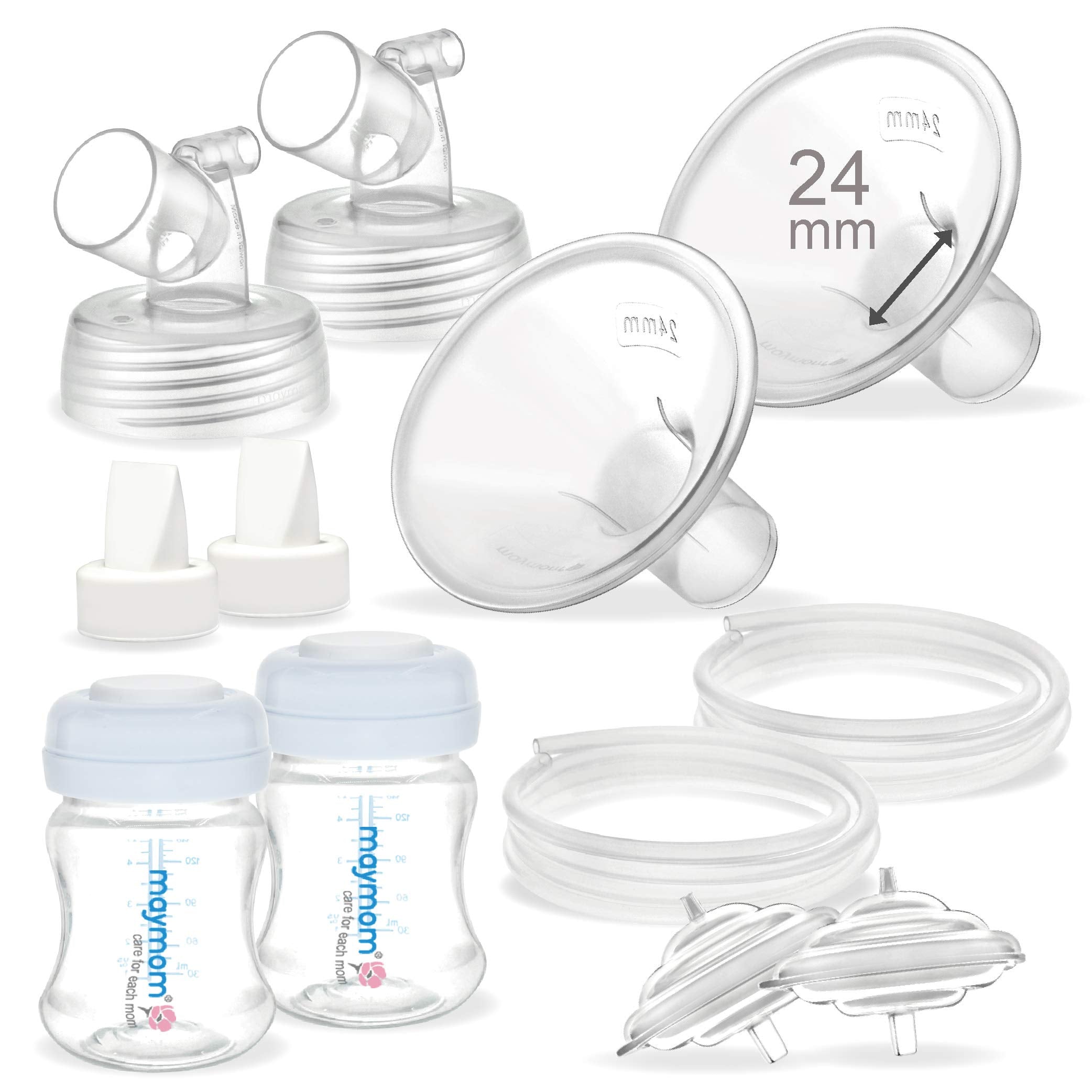 Maymom two-piece flange assembly for Spectra pumps offers customizable fit and easy cleaning.