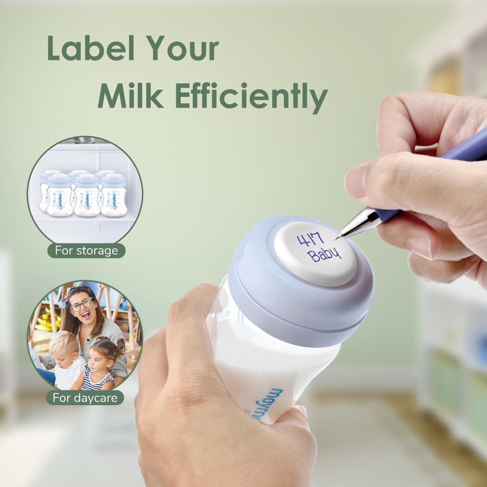 Maymom SureSeal ballpen top lets you date the milk easily.