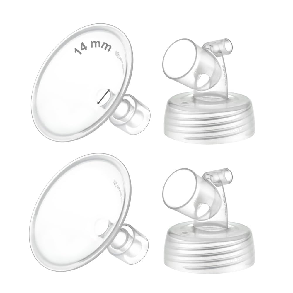 Maymom two-piece wide-neck 14mm shield close-up for comfortable pumping.