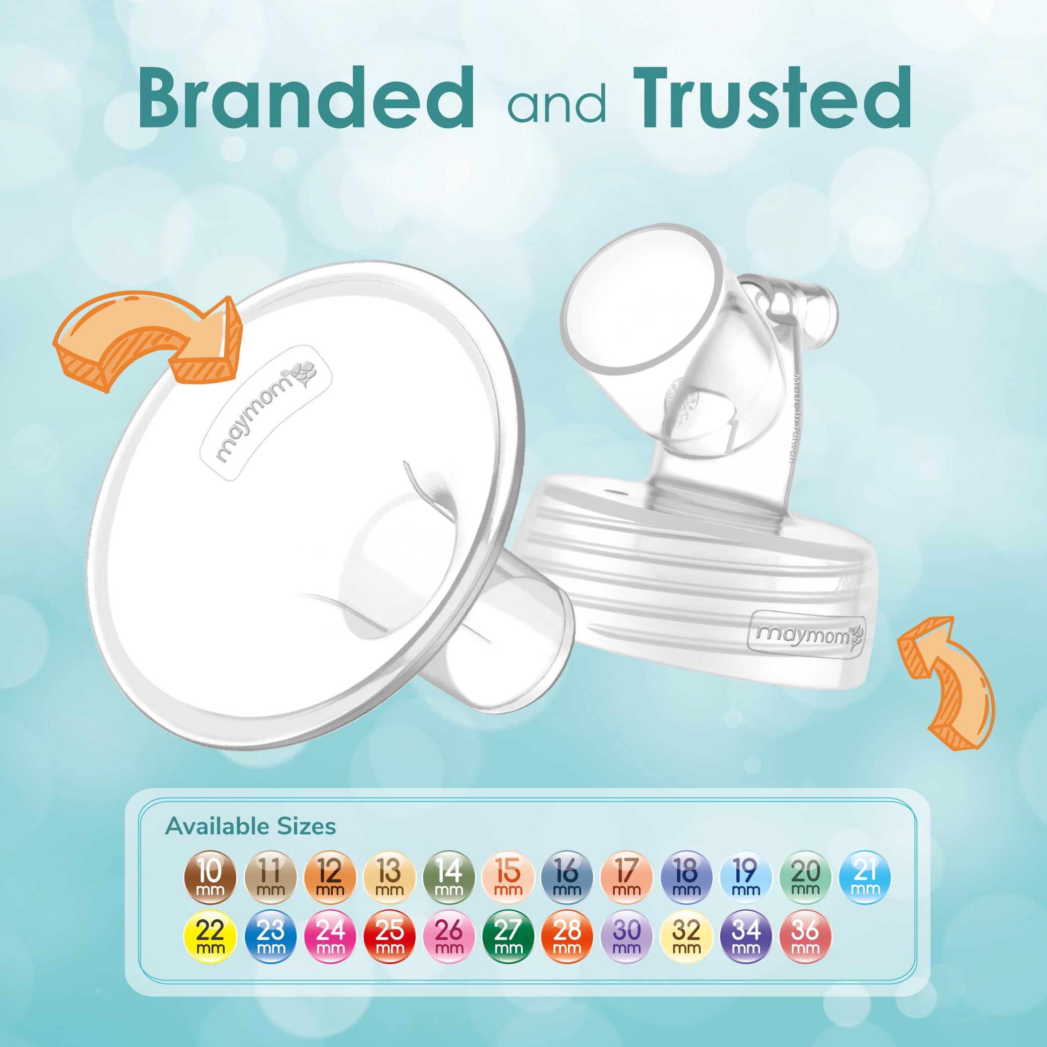 Maymom wide-mouth connectors illustrate secure bottle compatibility