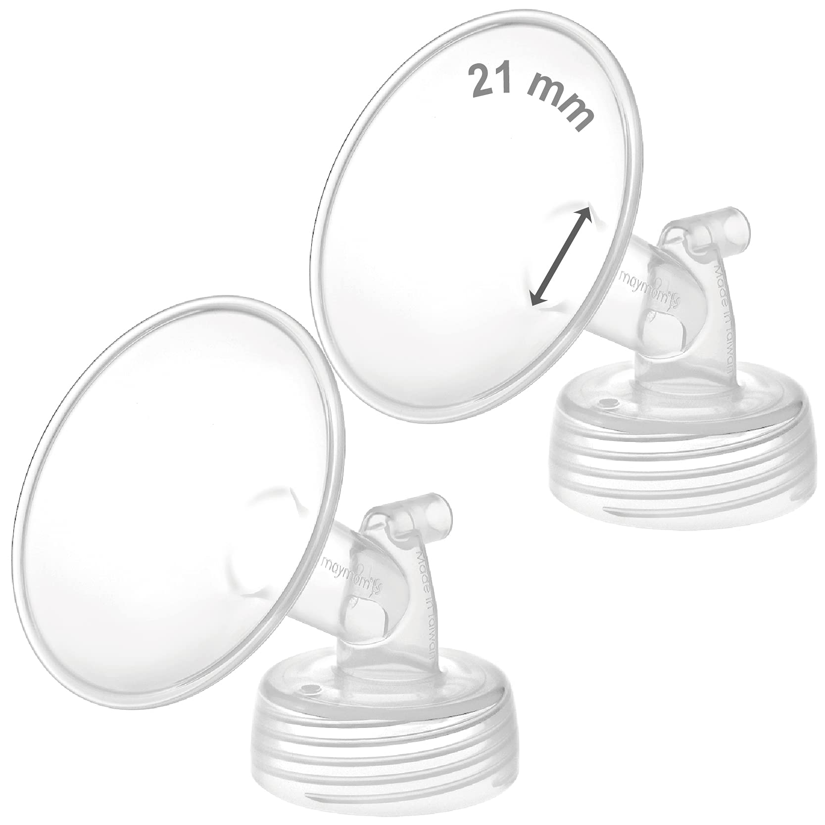 Maymom wide-neck pump part with 21mm flanges for comfortable Spectra S1/S2 pumping.