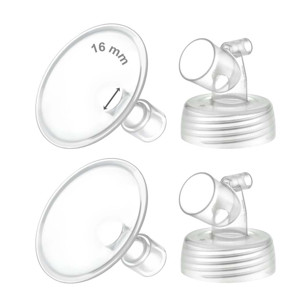Maymom wide-neck 16mm shield close-up showing comfortable fit for sensitive nipples.