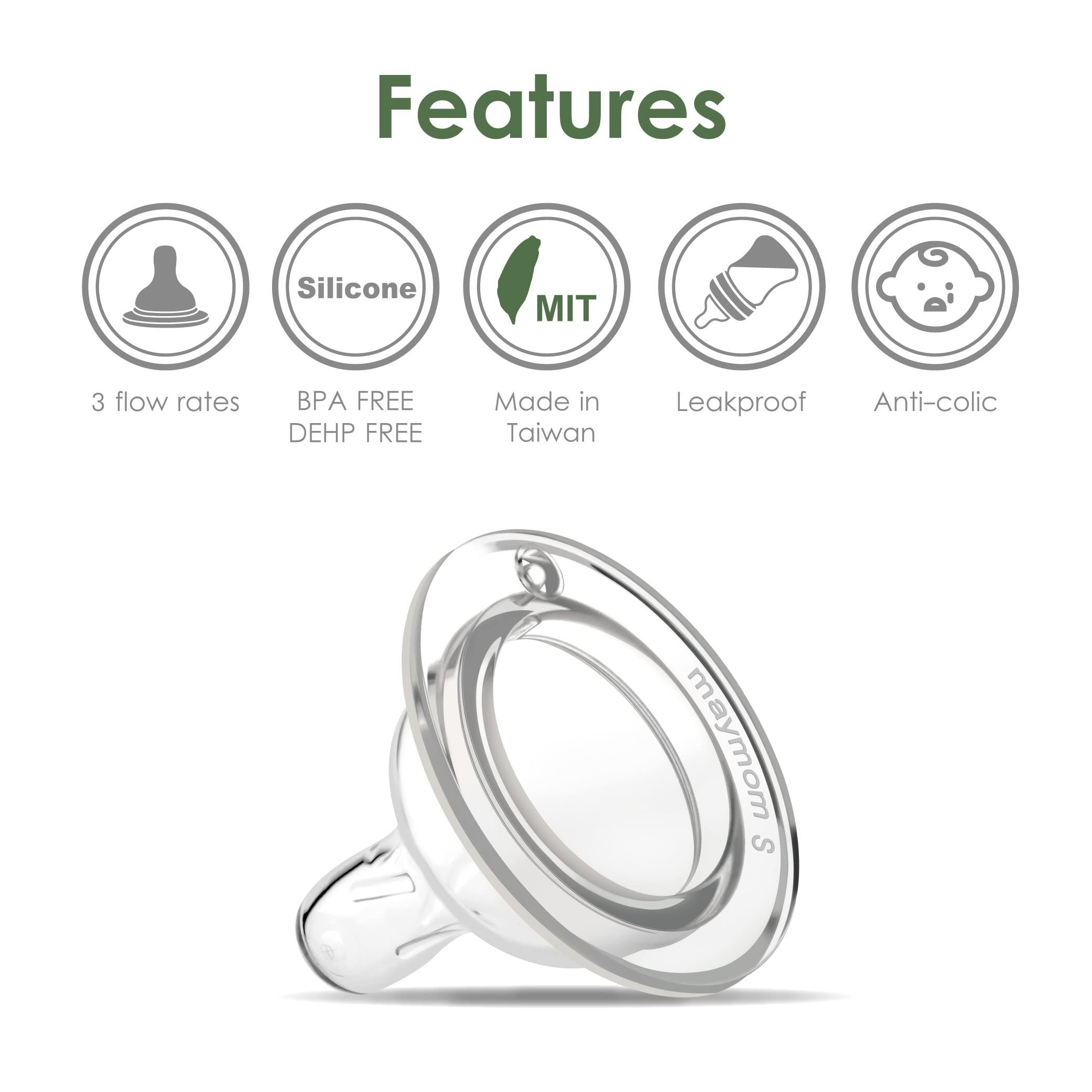 Maymom wide-mouth bottle compatibility enables easy prep and quick cleaning.