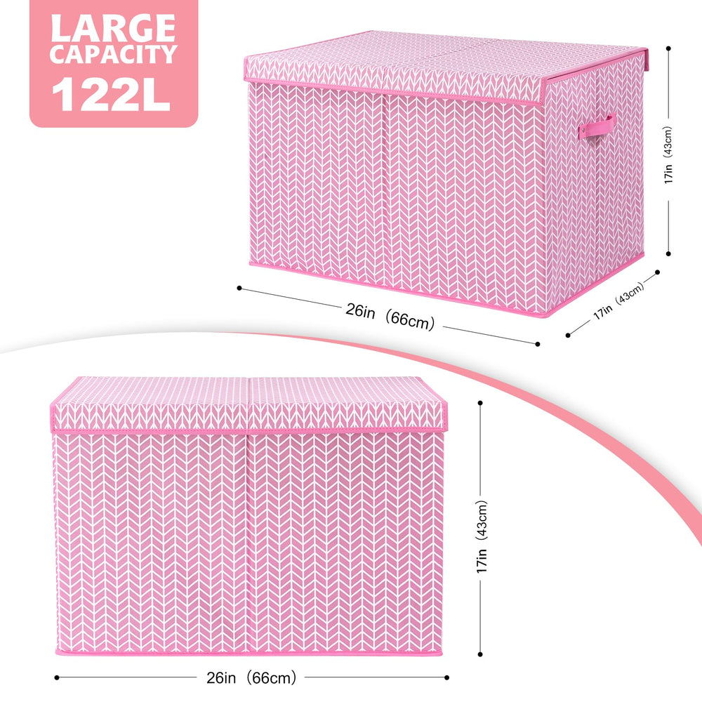 Mayniu toy box pink collapsible design folds flat for easy storage