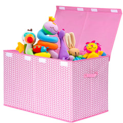 Mayniu extra large toy box pink lid keeps toys dust-free and neatly contained