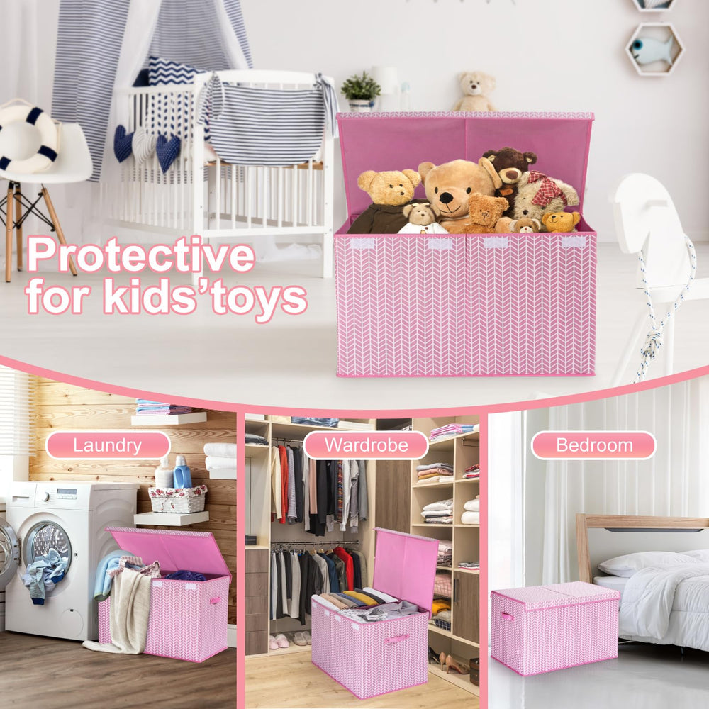 Mayniu extra large toy box pink MDF frame provides sturdy structure