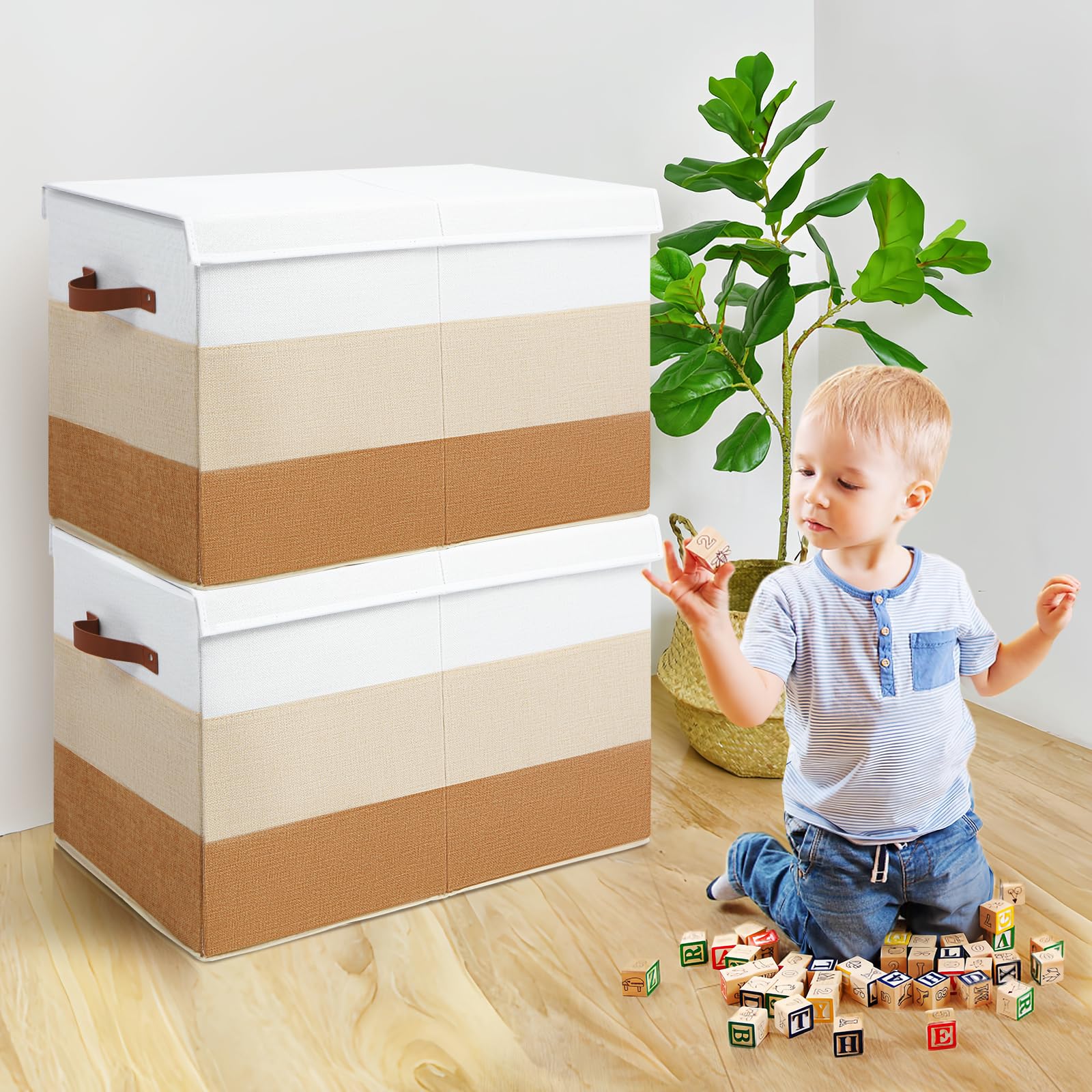Mayniu large toy box chest foldable design stores flat when not in use.