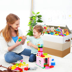 Mayniu large toy box chest gradient brown dustproof lid keeps contents hidden and clean.