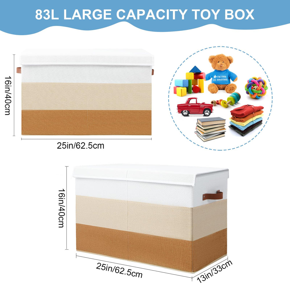 Mayniu large toy box chest heavy-duty rivet handles provide sturdy carrying for busy families.