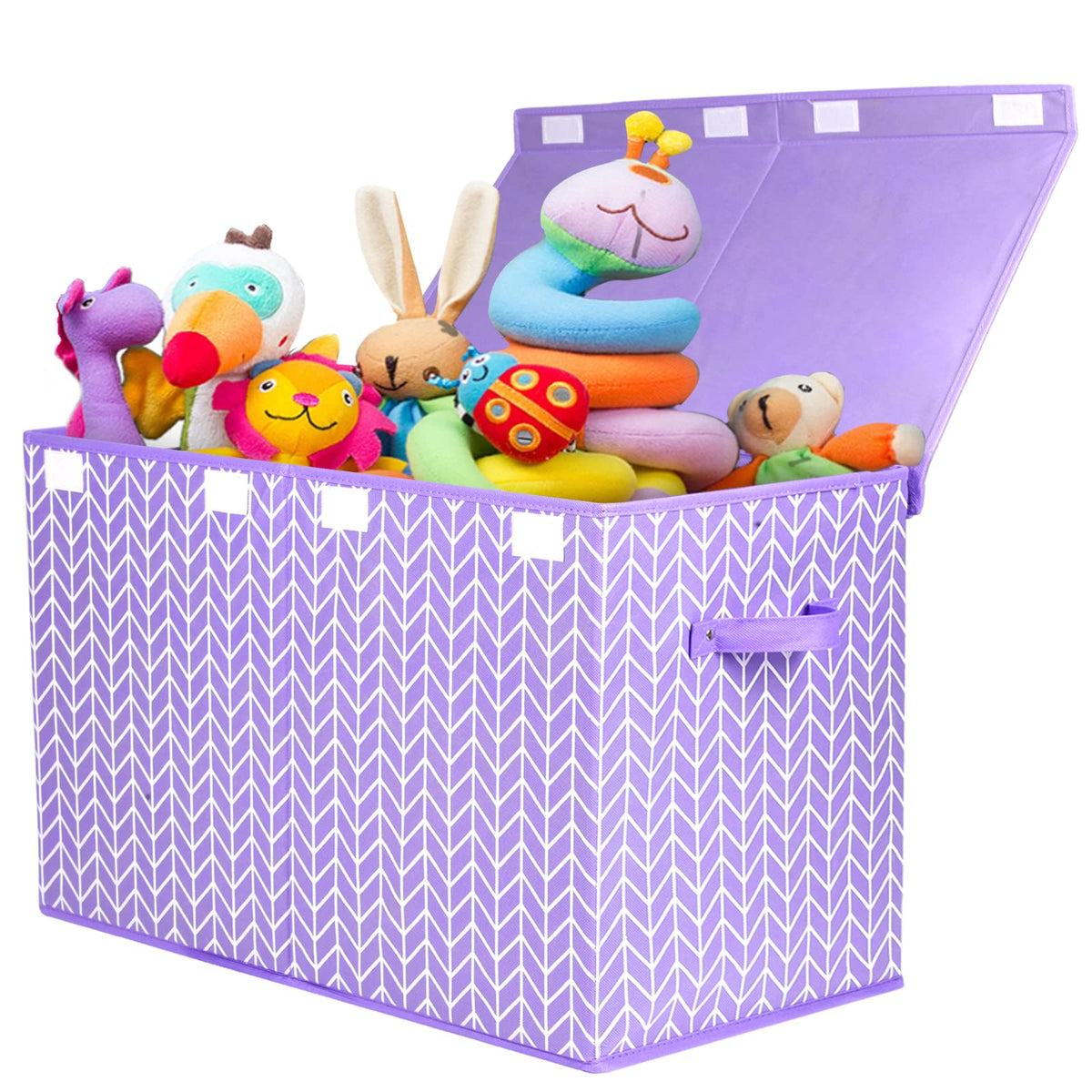 Mayniu large toy box chest purple lid open showing spacious toy storage