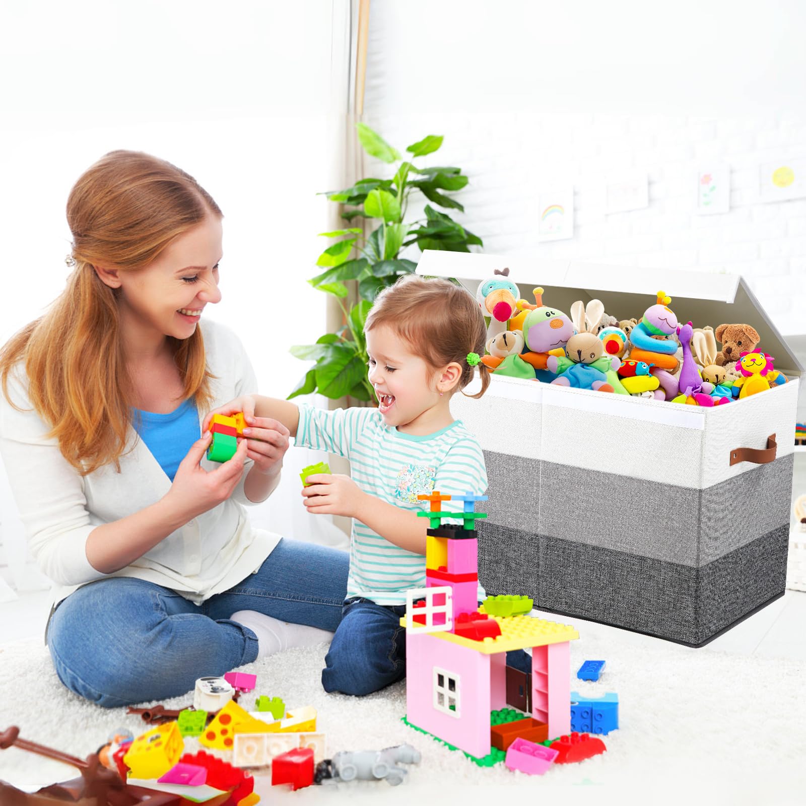 Mayniu toy box large capacity demonstrates 83-liter storage for stuffed animals